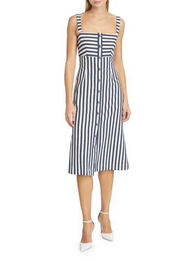 Veronica Beard Women's Artie Striped Sleeveless Midi Shirtdress In Navy