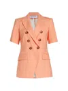 Veronica Beard Women's Atwood Stretch Linen Double-breasted Jacket In Coral