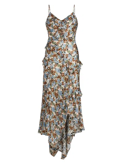 Veronica Beard Women's Avenel Silk Floral Ruffle Midi-dress In Multi