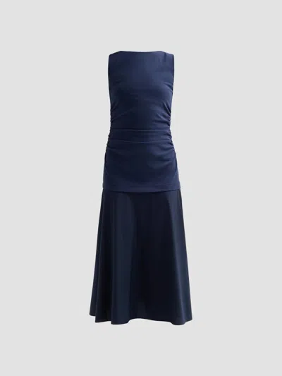 Veronica Beard Women's Basilia Ruched Midi Dress In Blue