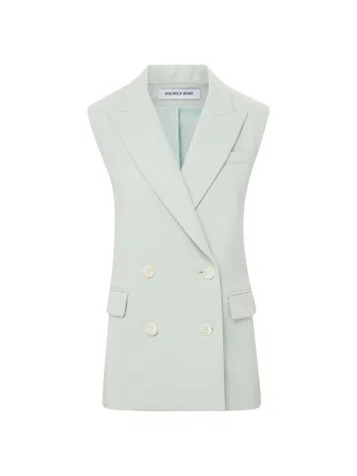 Veronica Beard Becca Crepe Vest In Sea Mist