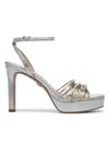 Veronica Beard Beverlee Ankle Strap Platform Sandal In Silver