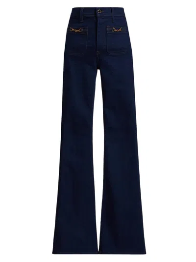 Veronica Beard Women's Beverly Chain-detail High-rise Flare Jeans In Purple