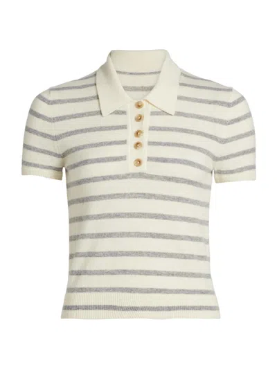 Veronica Beard Women's Brandt Striped Cashmere Polo Top