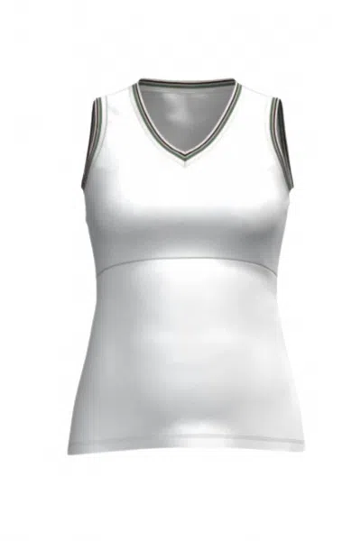 Veronica Beard Women's Bring It On Rib Tennis Tank Top In White In Silver