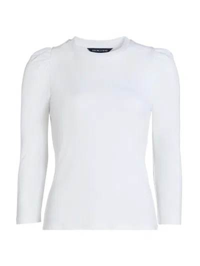 Veronica Beard Women's Britney Puff Shoulder Rib-knit Top In White