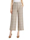 Veronica Beard Brixton Karierte Cropped Hose Mit Weitem Bein Aus Leinen In Khaki Multi