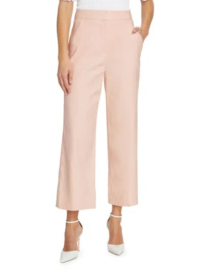 Veronica Beard Brixton Linen-blend Wide-leg Pants In Pastel Pink