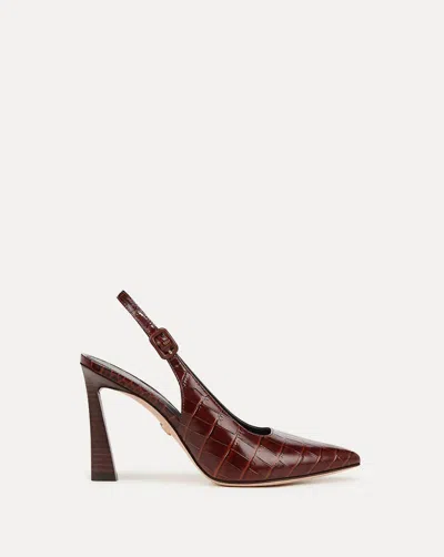 Veronica Beard Women's Callie Croc-embossed Slingback Pump In Sepia In Multi