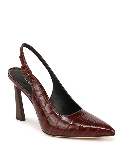 Veronica Beard Callie Croc-embossed Slingback Pump In Sepia
