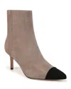 Veronica Beard Lisa Pointed Cap Toe Bootie In Taupe/black