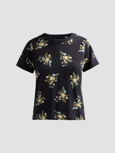 Veronica Beard Carla Floral Print T-shirt In Black