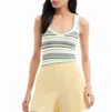 Veronica Beard Carlin Striped Ribbed-knit Tank In Multi