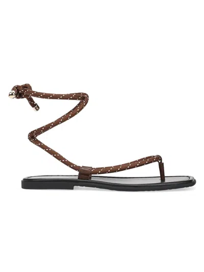 Veronica Beard Women's Carmina Corded Leather Flat Sandals In Brown