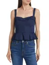 Veronica Beard Carnegie Ruffled Quilted Cotton-blend Top In Blue