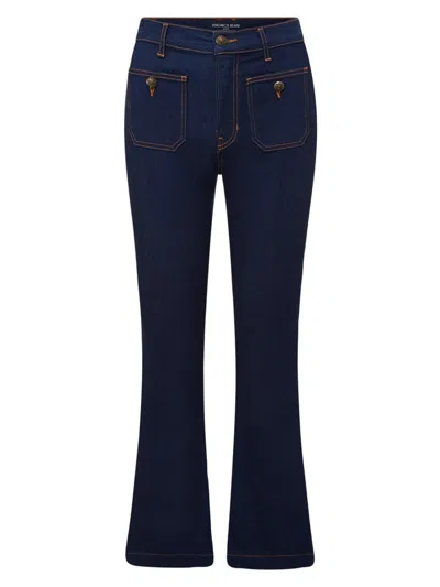 Veronica Beard Women's Carson Flared Patch Pocket Jeans In Blue