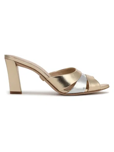 VERONICA BEARD WOMEN'S CASSIEL 75MM METALLIC LEATHER SANDALS