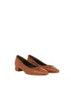 Veronica Beard Cecelia Leather Block-heel Ballerina Pumps In Brown