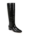 Veronica Beard Cecile Croc Embossed Knee High Boot In Black