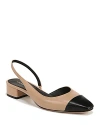 Veronica Beard Cecile Leather Slingback Ballerina Flats In Black/ecru