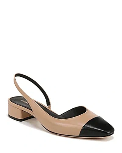 Veronica Beard Cecile Leather Slingback Ballerina Flats In Bisque/black
