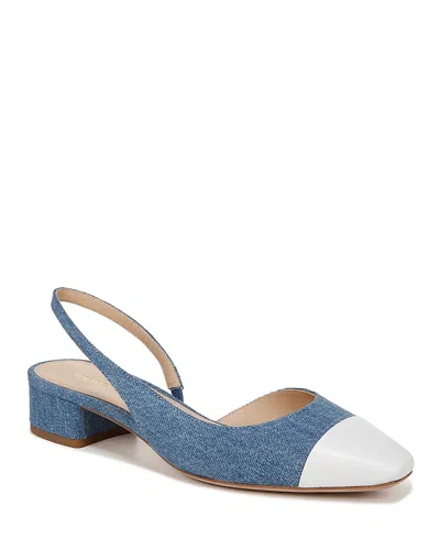 Veronica Beard Cecile Denim Slingback Flats In Mid Denim