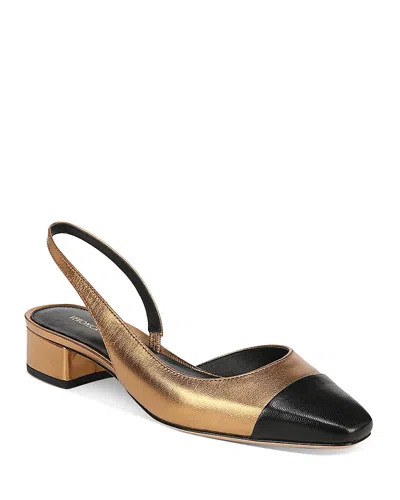 Veronica Beard Cecile Metallic Slingback Ballerina Flats In Black Gold