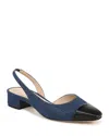 Veronica Beard Cecile Denim Cap-toe Slingback Indigo Black In Mountain Blue