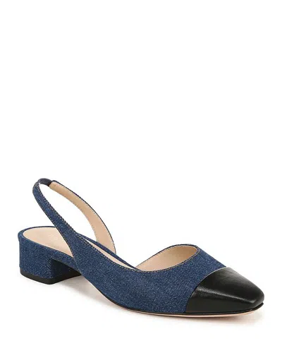 Veronica Beard Cecile Denim Cap-toe Slingback Indigo Black In Indigo/black