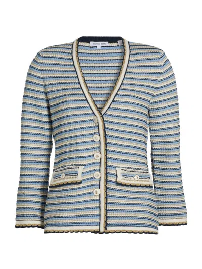 Veronica Beard Ceriani Metallic Striped Cotton-blend Jacket In Blue