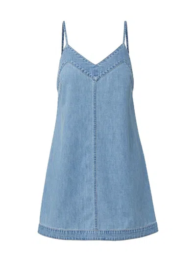 Veronica Beard Chapmond Sleeveless Denim Minidress In Blue