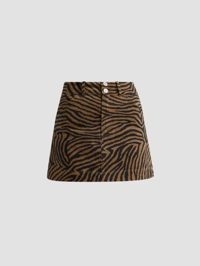Veronica Beard Women's Chloe Ziger Print Mini Skirt In Ochre Black