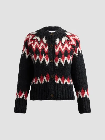Veronica Beard Women's Christina Fair Isle-inspired Cardigan In Black