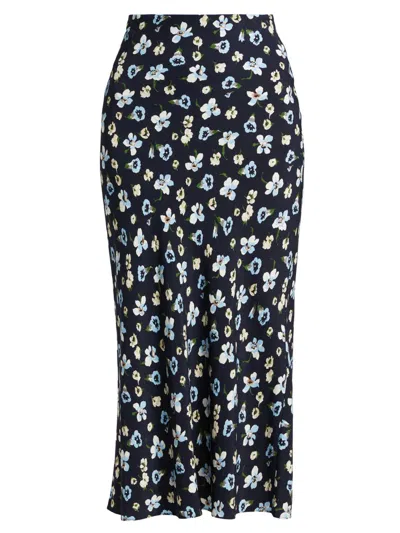 Veronica Beard Clover Floral-print Silk-blend Jacquard Midi Skirt In Black