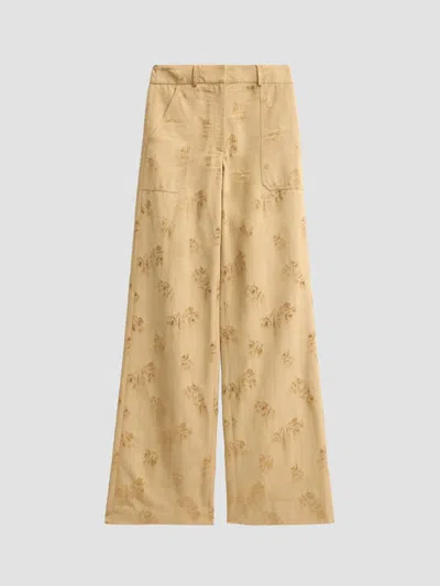 Veronica Beard Cole Floral Jacquard Wide Leg Pants In Brown