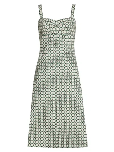 Veronica Beard Women's Colleen Geometric Print Linen-blend Midi-dress In Multi