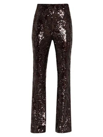 Veronica Beard Women's Collier Sequined Flared Pants In Dark Currant
