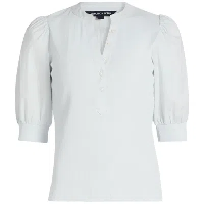 Veronica Beard Women's Coralee Puff Sleeve Top, River Mist In White