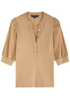 Veronica Beard Coralee Ribbed Pima Cotton-blend Jersey And Poplin Top In Green