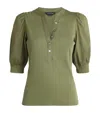 Veronica Beard Coralee Ribbed Stretch-cotton Top In Multi