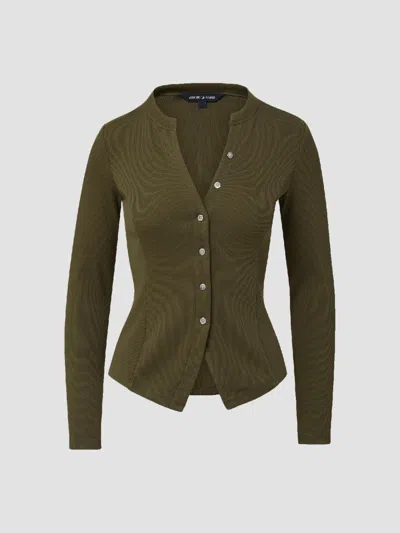 Veronica Beard Cordis Ribbed-knit Cotton-blend Cardigan In Green