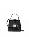 Veronica Beard Women's Croc-embossed Crest Lock Bag In Black In Black