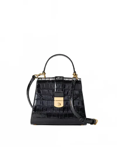 Veronica Beard Women's Croc-embossed Crest Lock Bag In Black