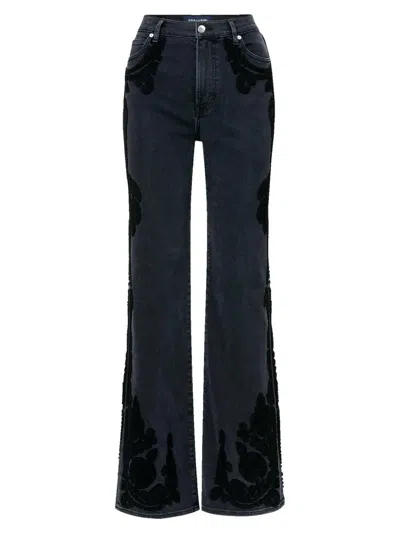 Veronica Beard Women's Crosbie Appliqué High-rise Wide-leg Jeans In Black