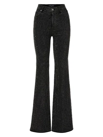 Veronica Beard Women's Crosbie Embellished High-rise Flare Jeans In Black