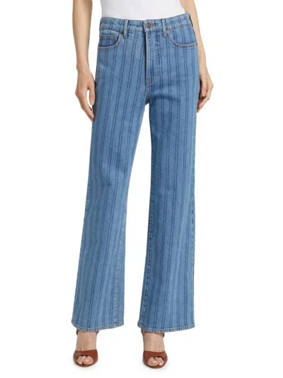 Veronica Beard Women's Crosbie Striped Wide-leg Jeans