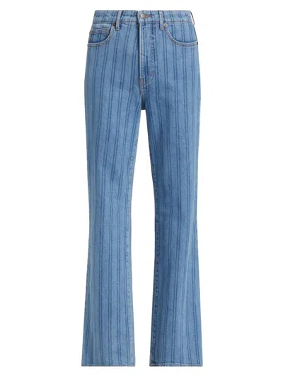 Veronica Beard Women's Crosbie Striped Wide-leg Jeans