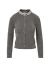 Veronica Beard Womens Dark Heather Grey Daro Crystal-embellished Wool Cardigan Xs In Gray