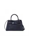 Veronica Beard Dash Belted Suede Top-handle Bag In Blue
