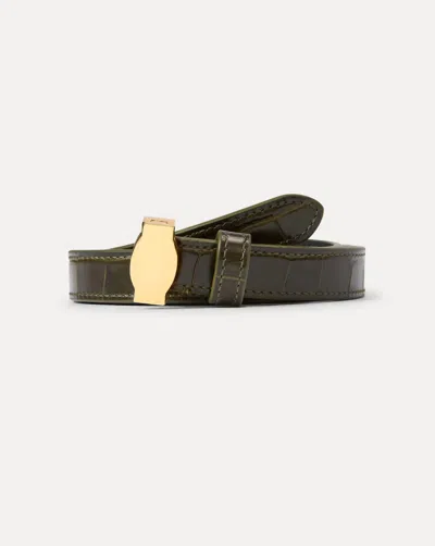 Veronica Beard Women's Dash Croc-embossed Belt In Cypress In Multi